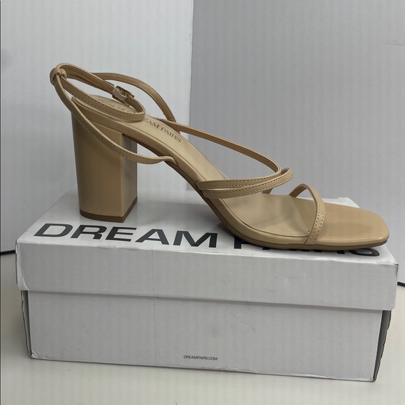 Dream Pairs Shoes - Dream Pairs Women Beige Strappy Block‎ Heel Square Toe Sandals SDHS2428W Size 10